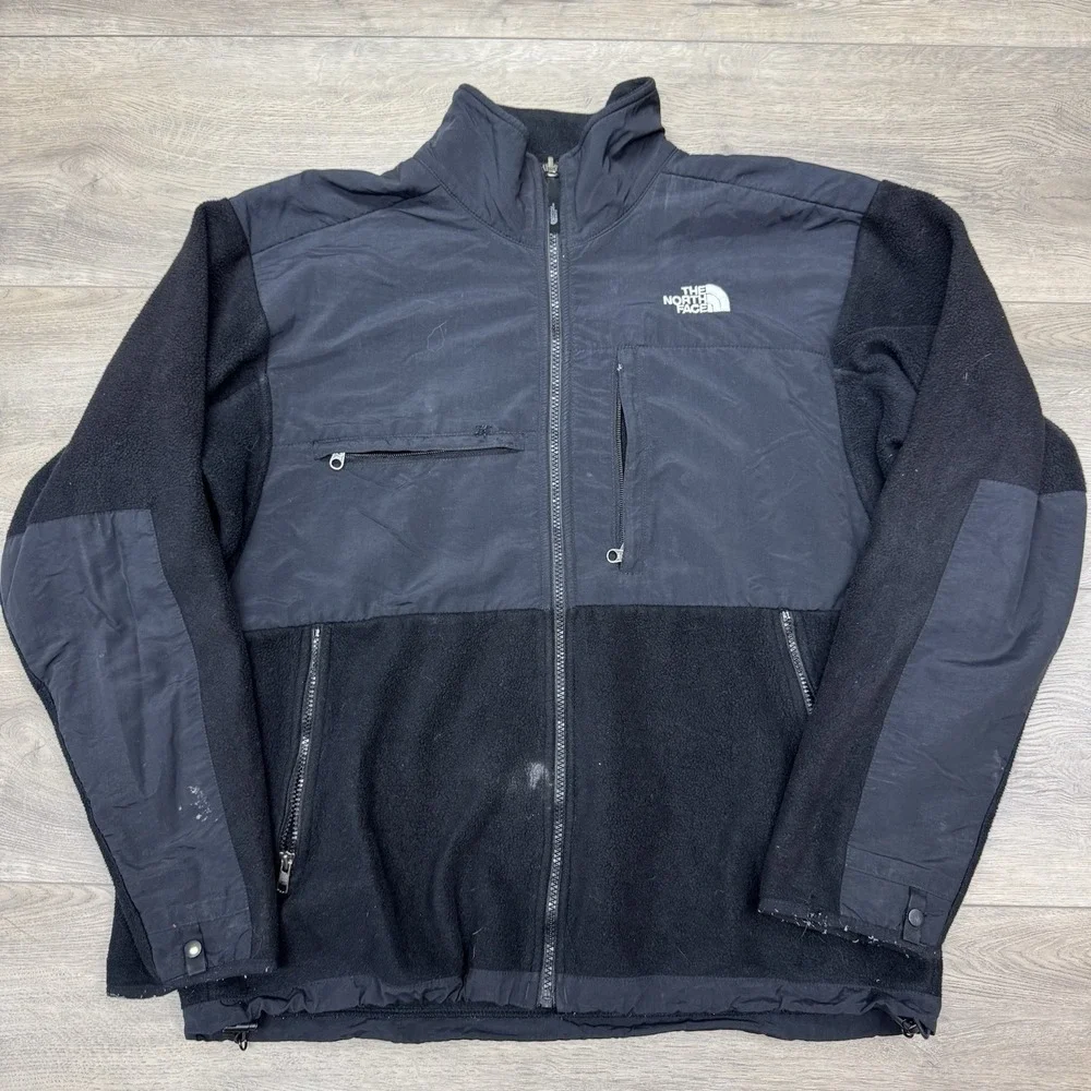 The North Face Denali Jacket Black Men's Sz M FAIR STAINS Outdoor Gorp